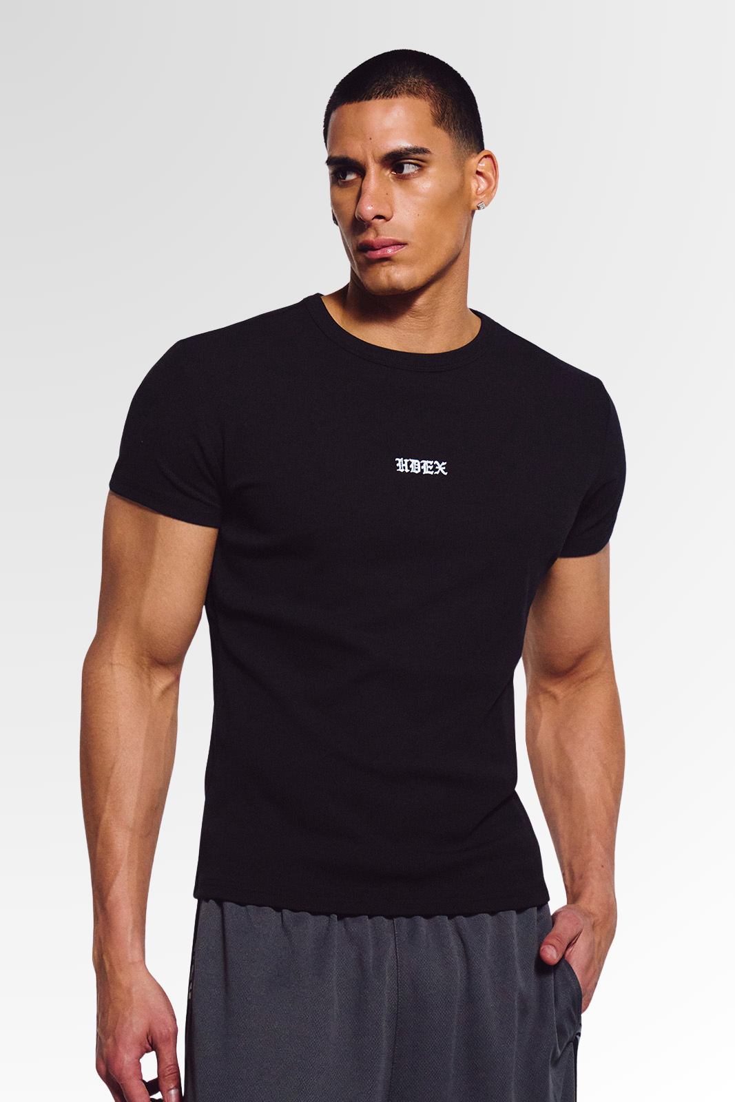 HDEX Essential Ribbed Muscle Fit Short Sleeve Black