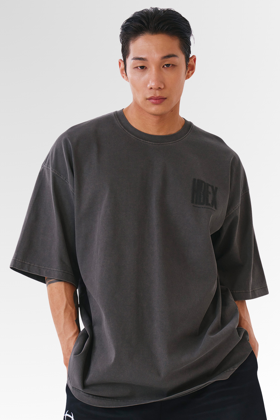HDEX Crack Printed Pigment Short Sleeve Pigment Charcoal