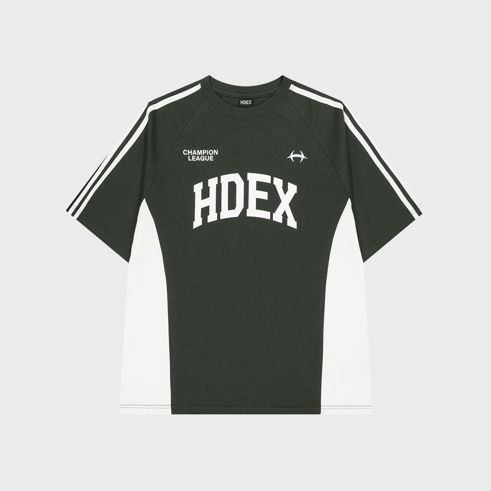 Side Color Block Short Sleeve Khaki