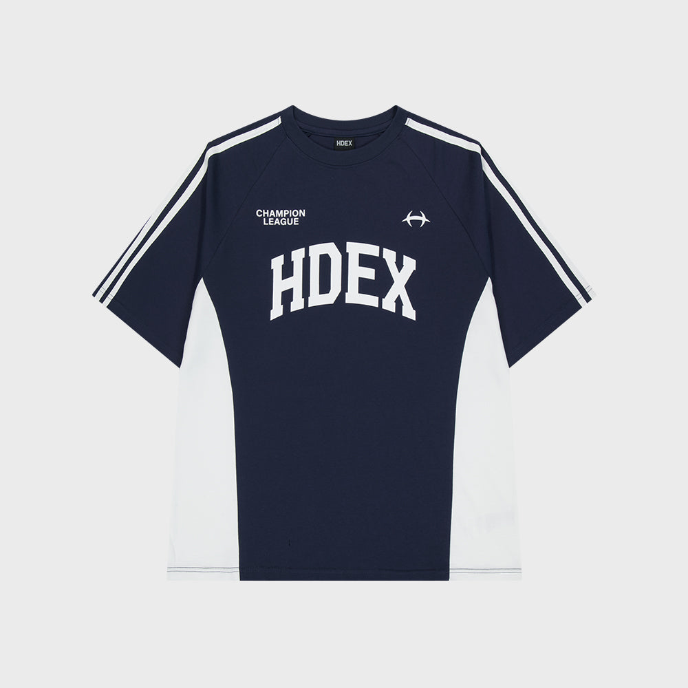 Side Color Block Short Sleeve Navy