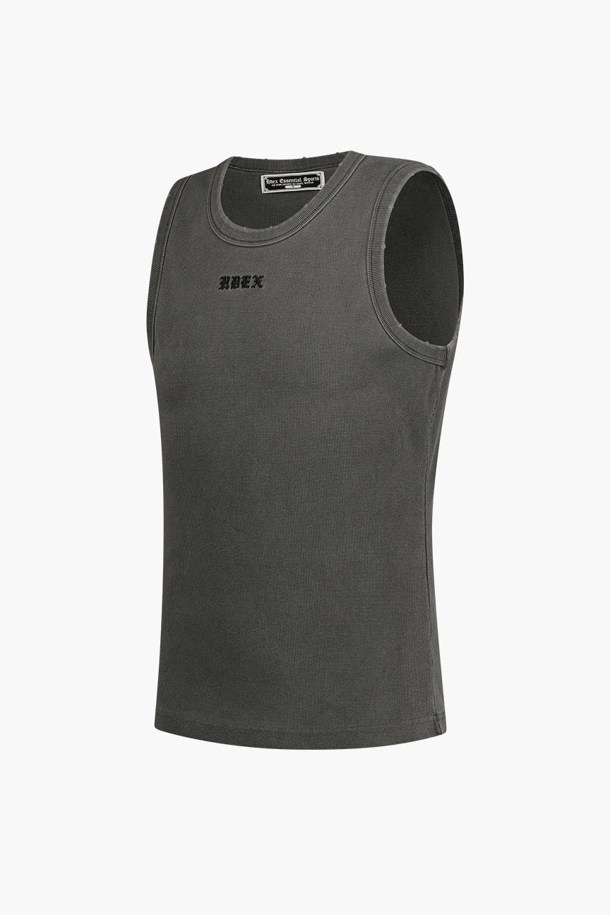 HDEX Essential Ribbed Pigment Body Fit Tank Pigment Charcoal