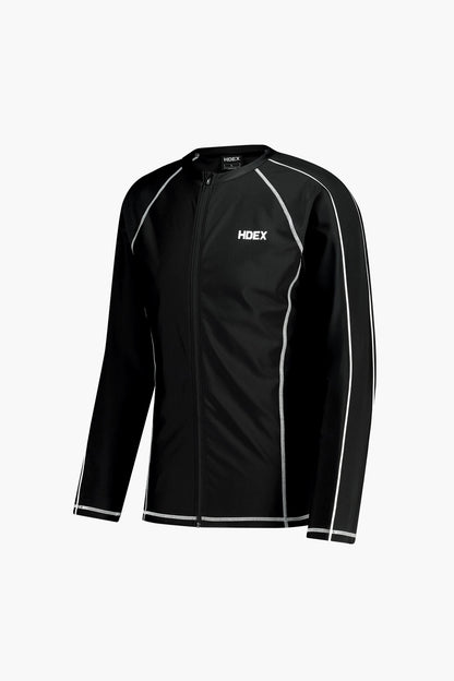 HDEX Aqua Piping Zip-Up Rash Guard Black