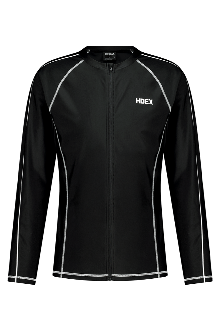 HDEX Aqua Piping Zip-Up Rash Guard Black