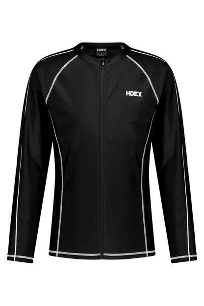 HDEX Aqua Piping Zip-Up Rash Guard Black