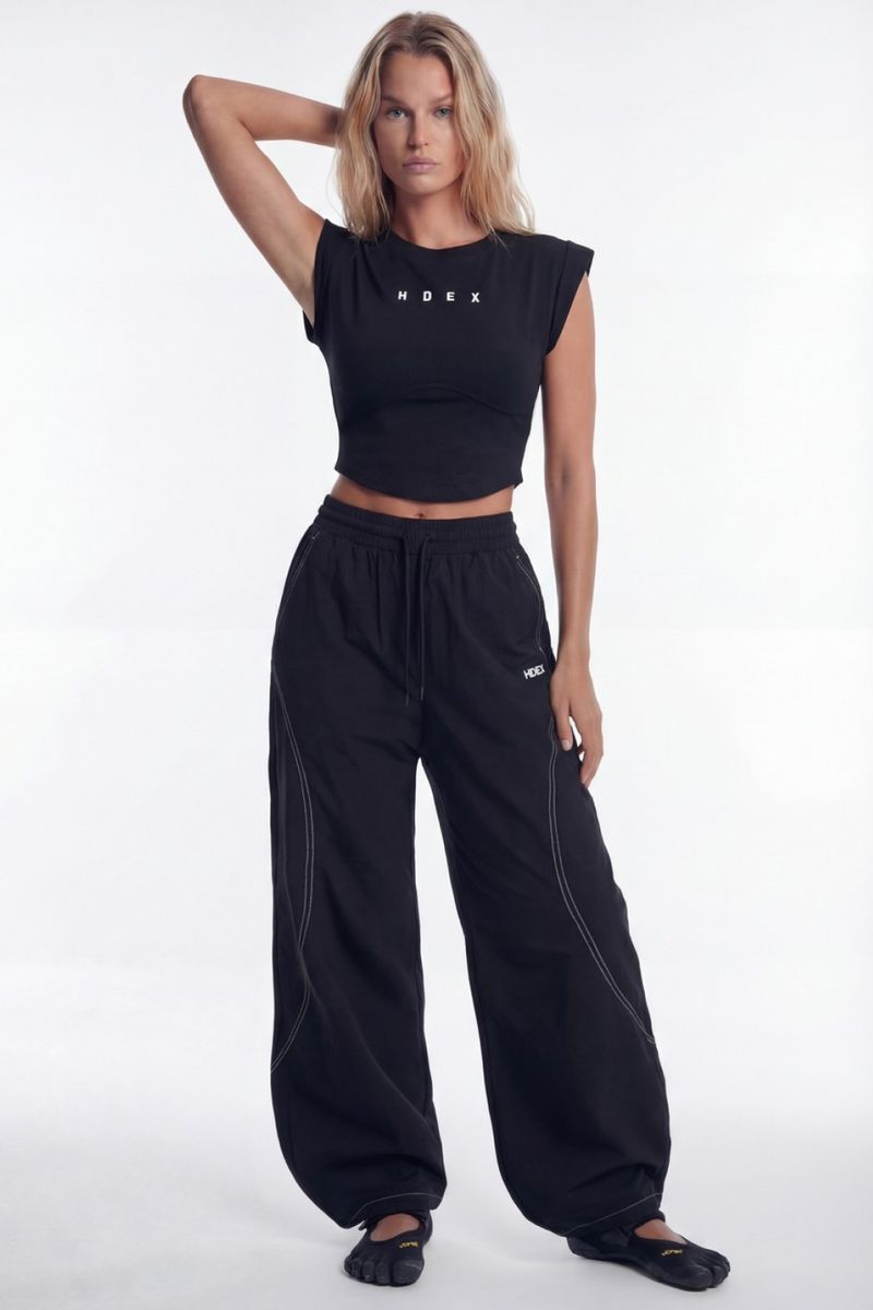 HDEX Stitch Curved Nylon Span Pants W Black