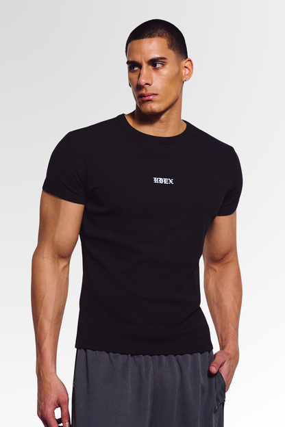 HDEX Essential Ribbed Muscle Fit Short Sleeve Black