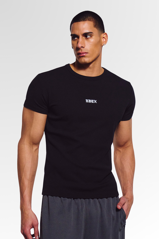 HDEX Essential Ribbed Muscle Fit Short Sleeve Black