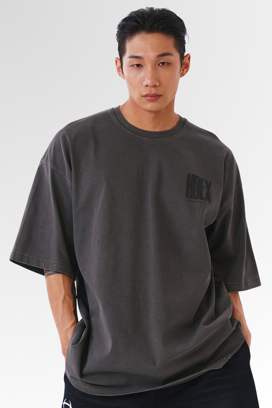 HDEX Crack Printed Pigment Short Sleeve Pigment Charcoal