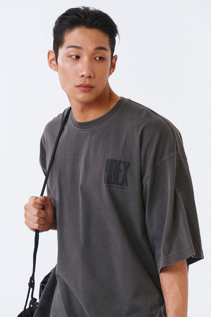 HDEX Crack Printed Pigment Short Sleeve Pigment Charcoal