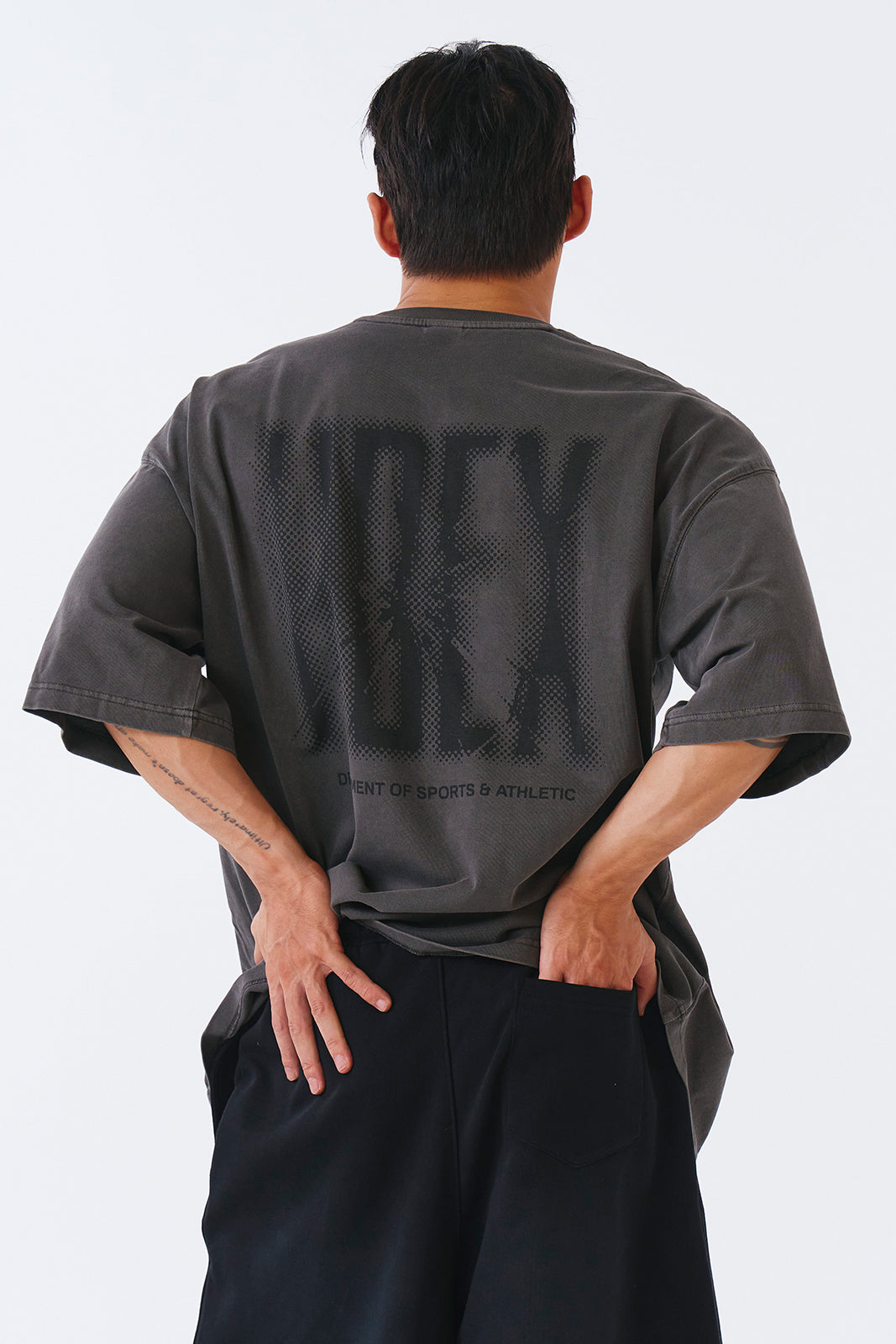 HDEX Crack Printed Pigment Short Sleeve Pigment Charcoal