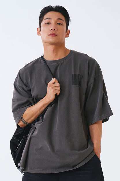 HDEX Crack Printed Pigment Short Sleeve Pigment Charcoal